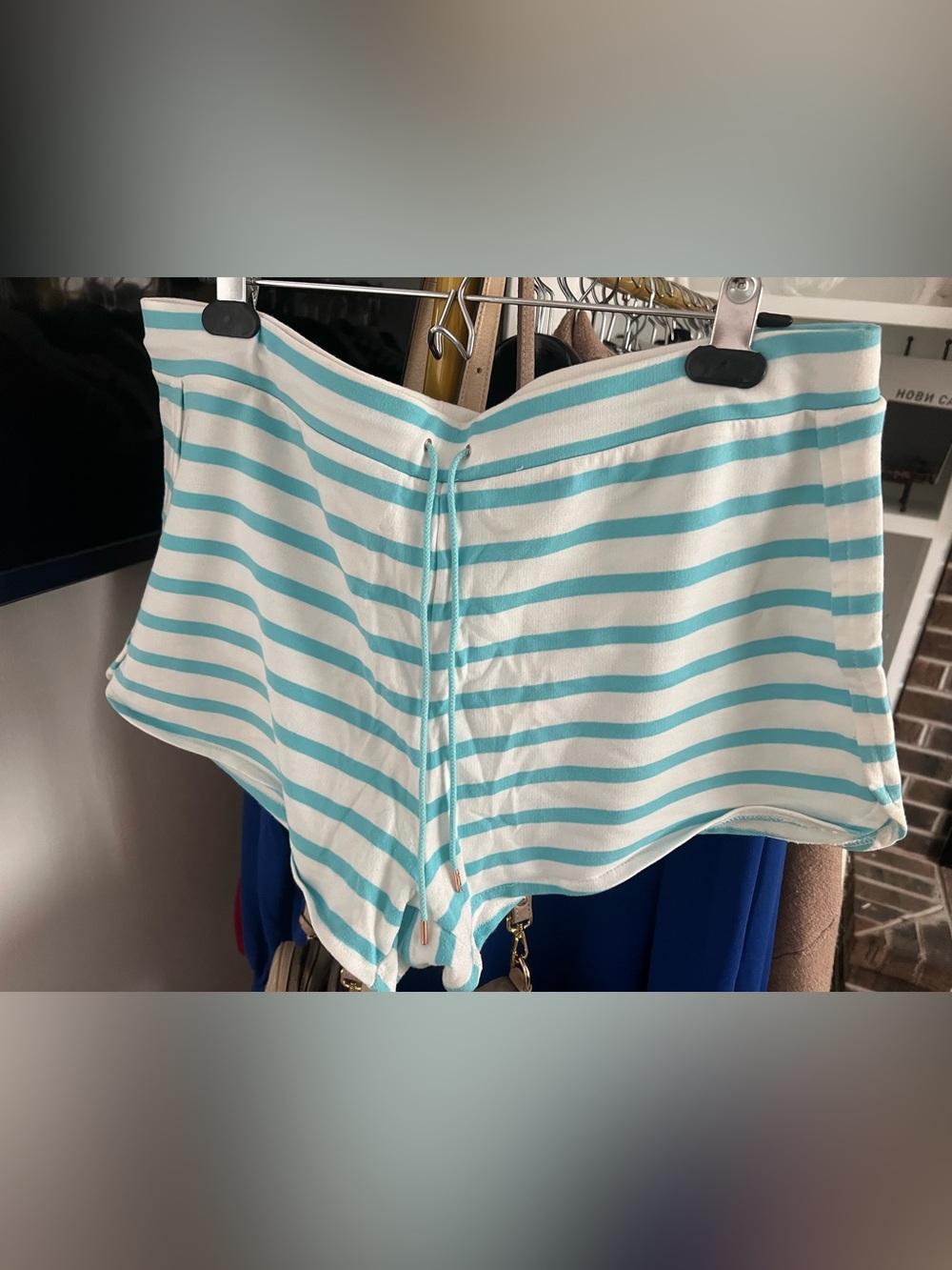 Calvin Klein White and Blue Striped Shorts